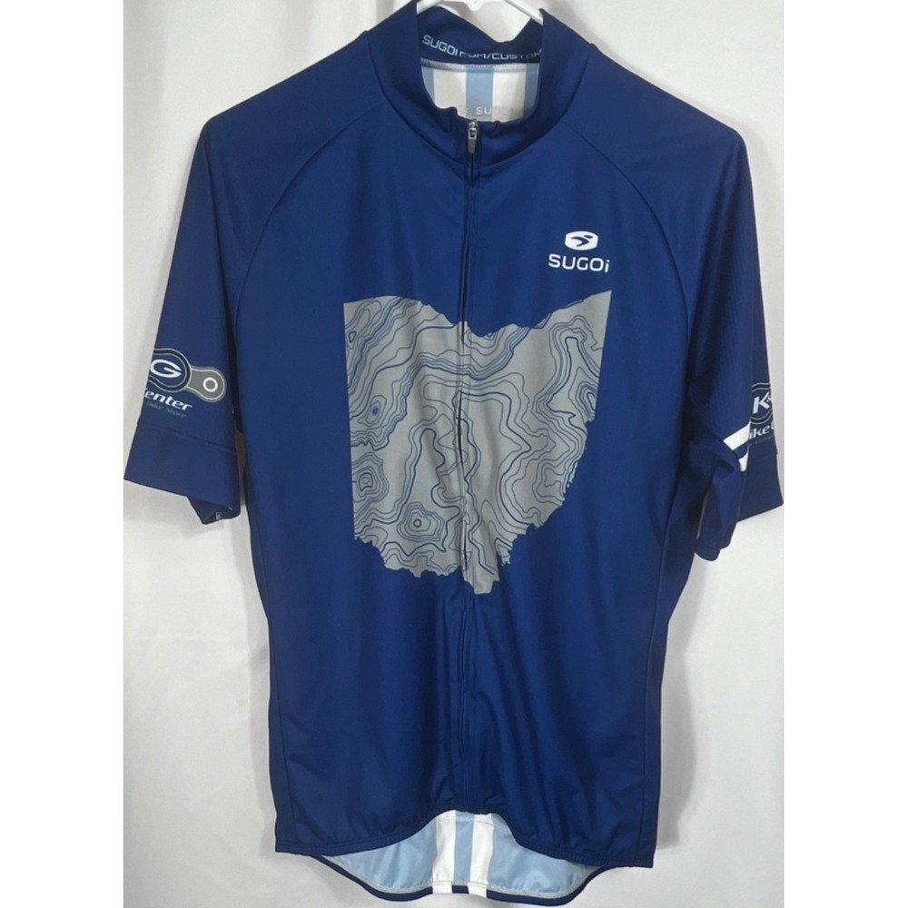 SUGOi‎ Men's Cycling Jersey Blue L/G Full Zip Short Sleeve Polyester Pockets